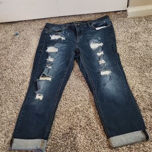 Women's Distressed Blue Jeans